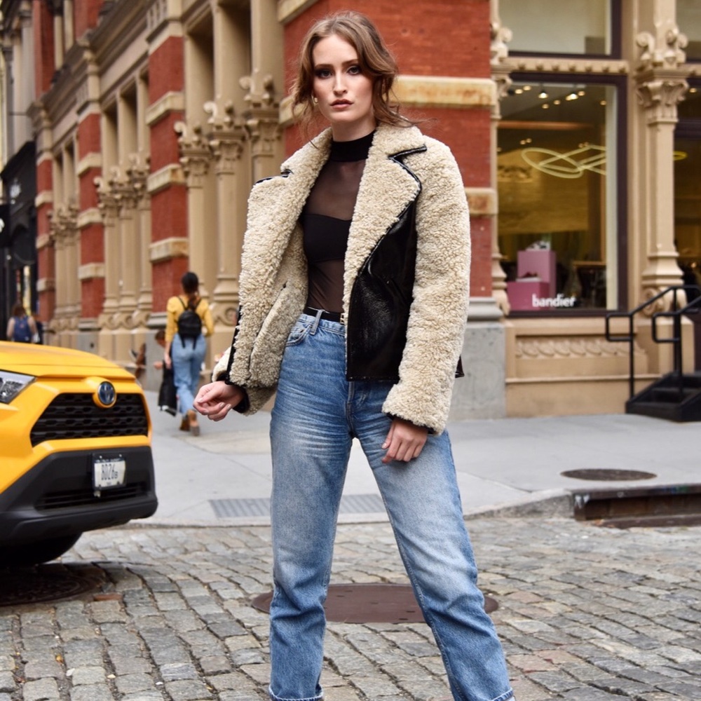 Patent Leather Shearling Faux Fur